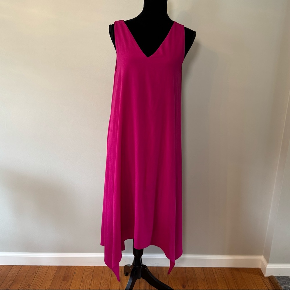 Alex Marie Dress Women’s Medium V Neck V Back Raspberry Pink Magenta Fully Lined